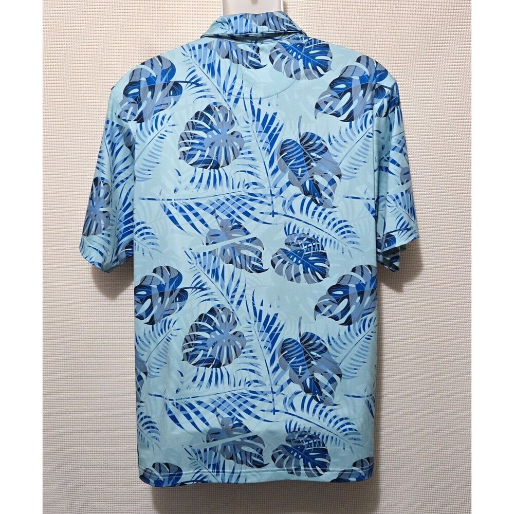 Walter Hagen Shirt Mens Large Golf Polo Blue Palm Floral 11 Majors Hawaiian - Picture 5 of 10